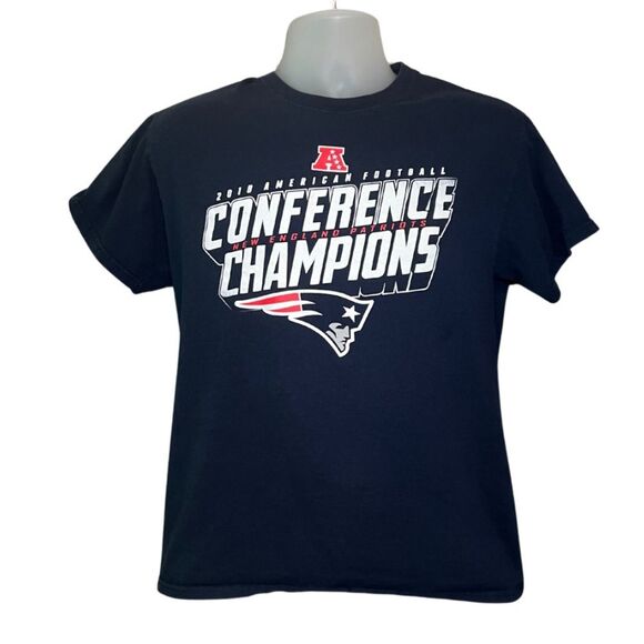 New England Patriots Men's Size Medium 2018 Conference Champions Tee Shirt Blue - Picture 1 of 3